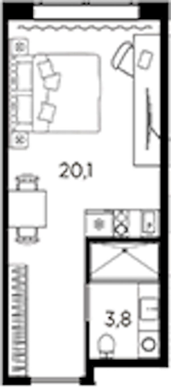 Квартира студия 23.9 м², 5/13 эт., ЖК «AVENIR Industrial»